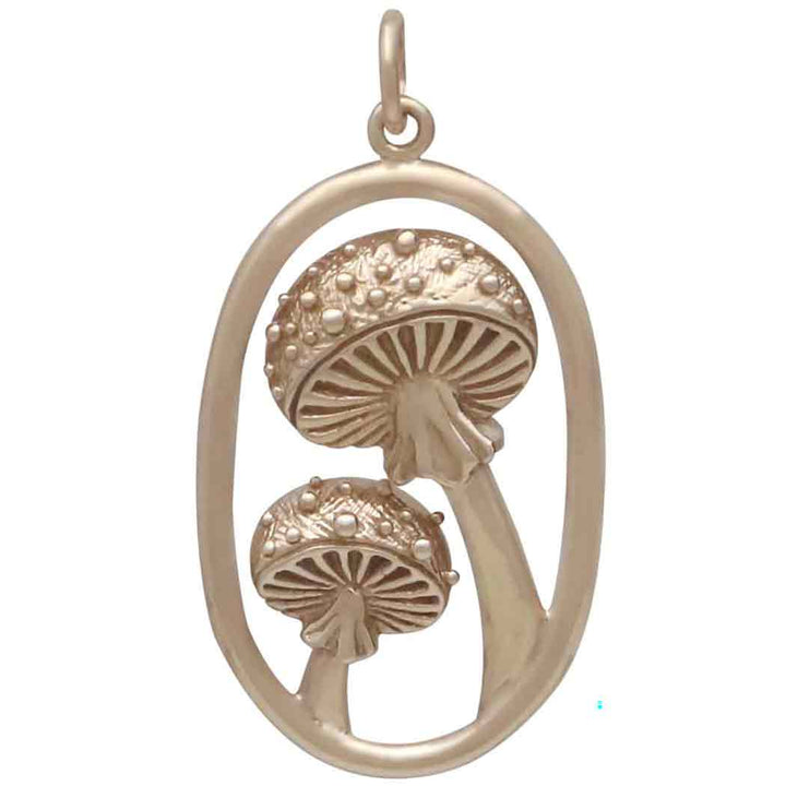 Agaric Mushrooms Pendant in Oval 33x17mm