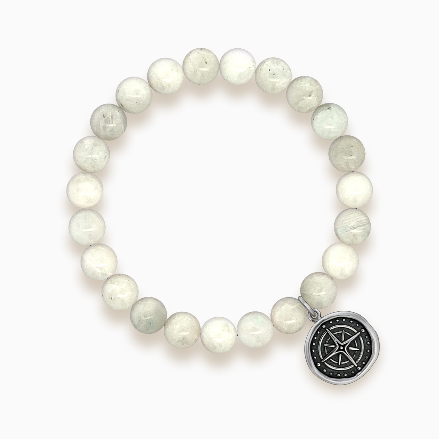 Gemstone Stacker Bracelet With Wax Seal Compass Charm