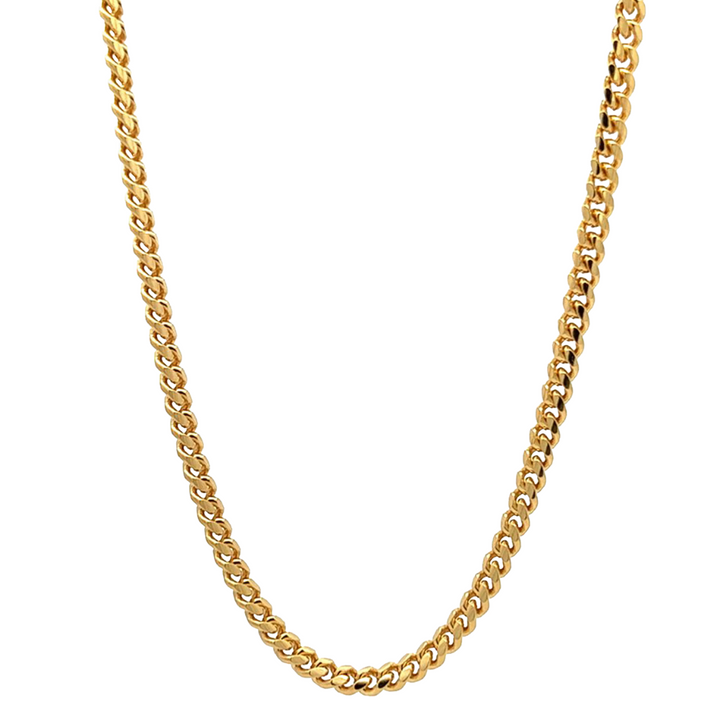 A curved section of medium gold plated sterling silver cuban Italian chain.