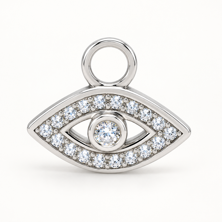 Sterling Silver and CZ Evil Eye Dangle Charm