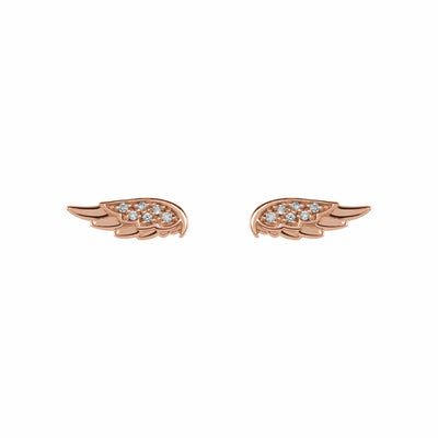 14k Gold Diamond Angel Wing Earrings