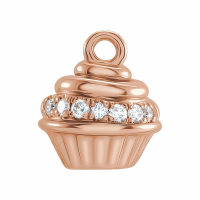 14k Gold Natural Diamond Cupcake Dangle