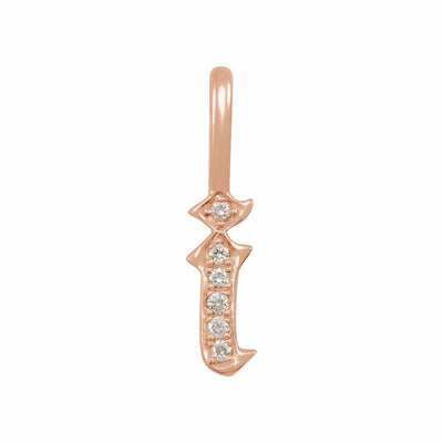 14k Gold Natural Diamond Gothic Initial Pendant