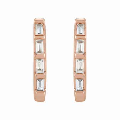 14k Gold Gemstone Huggie Earrings