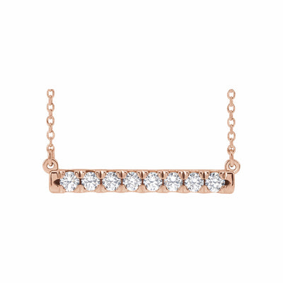14k Gold Diamond French-Set Bar Necklace 18"