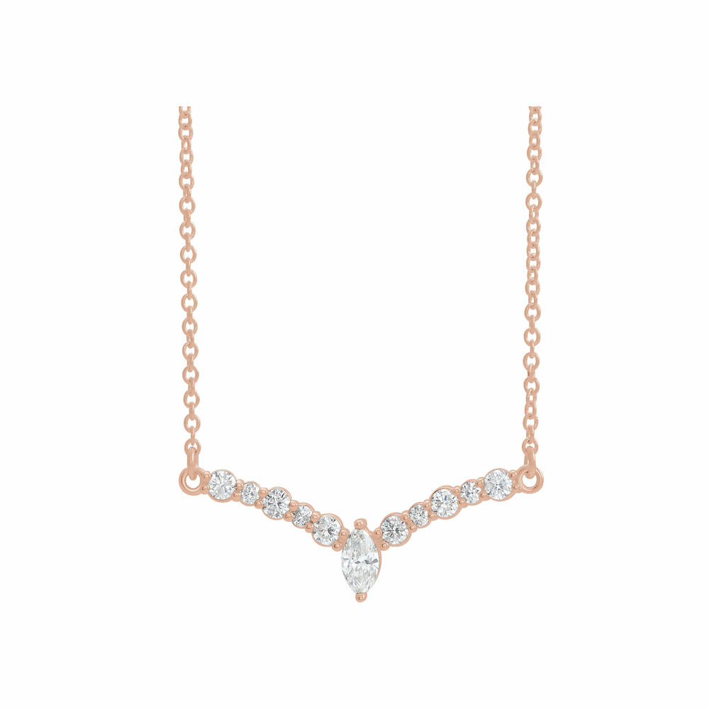 14k Gold Diamond "V" Necklace