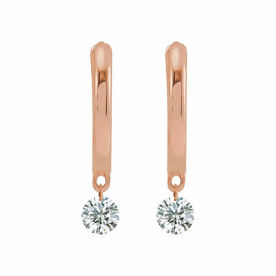 14k Gold Natural Diamond Hinged Hoop Earrings