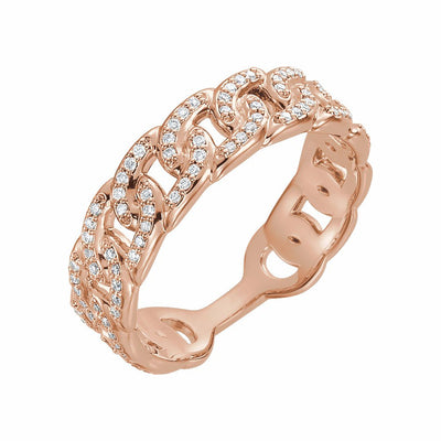14k Gold Diamond Stackable Chain Link Ring