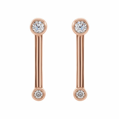 14k Gold 1/5 CTW Diamond Bezel-Set Bar Earrings
