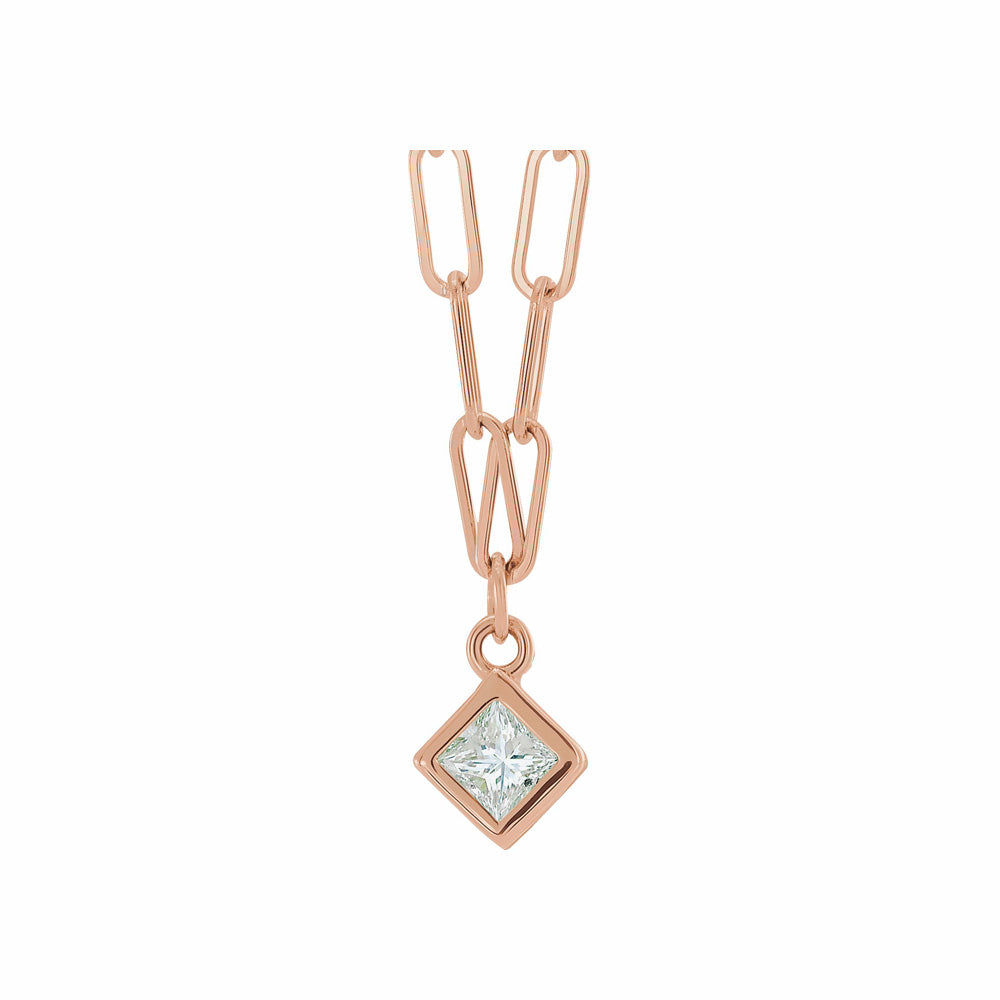 14k Gold 1/6 CT Natural Diamond Micro Bezel-Set Necklace