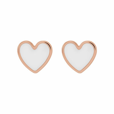 14k Gold Enameled Heart Earrings