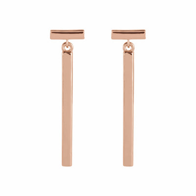Solid Gold Articulated Bar Earrings
