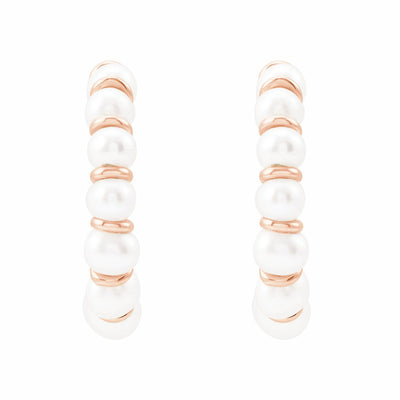 14k Gold Freshwater Cultured Pearl Hoop Earrings