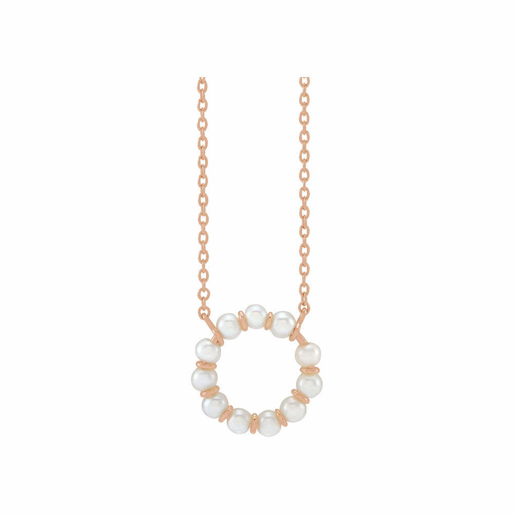 14k Gold Freshwater Pearl Circle Necklace
