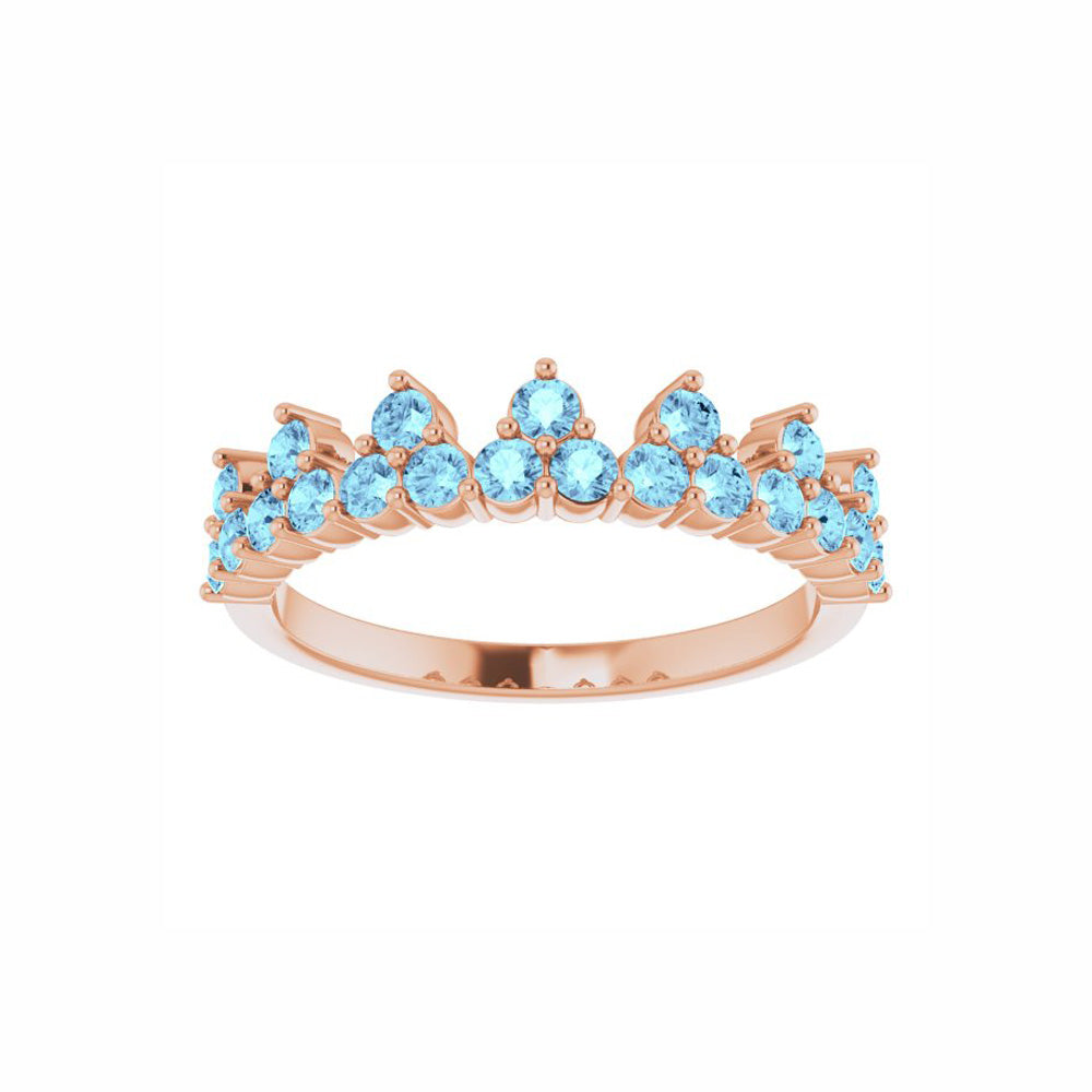 14k Gold Aquamarine Crown Ring