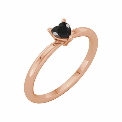 Black Onyx Heart Solitaire Ring