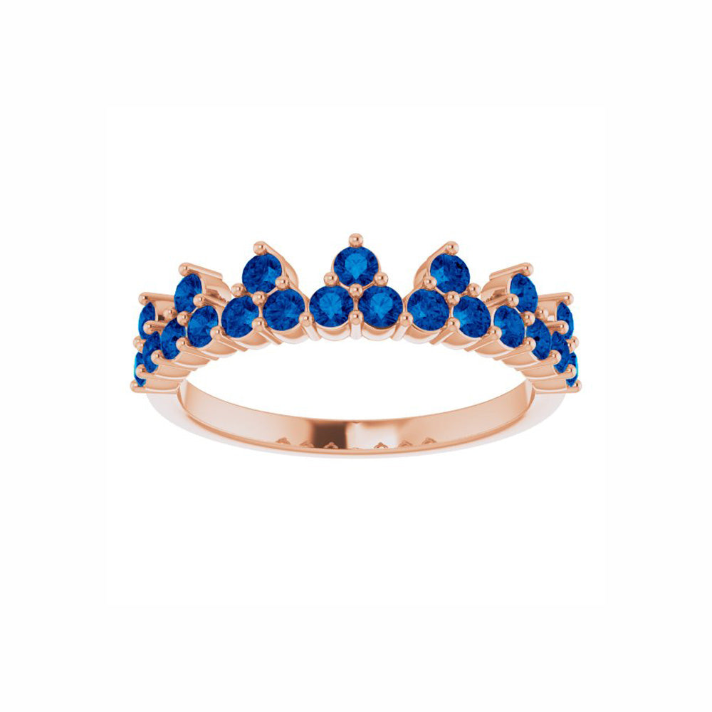 14k Gold Blue Sapphire Crown Ring