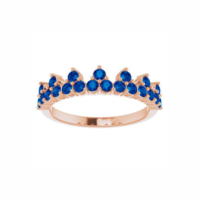 14k Gold Blue Sapphire Crown Ring