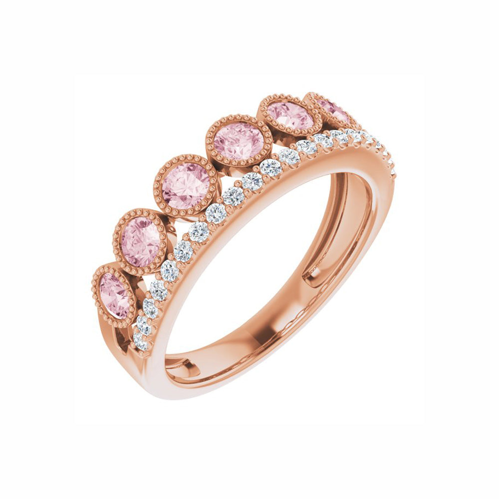 14k Gold Pink Morganite & .18 CTW Diamond Ring