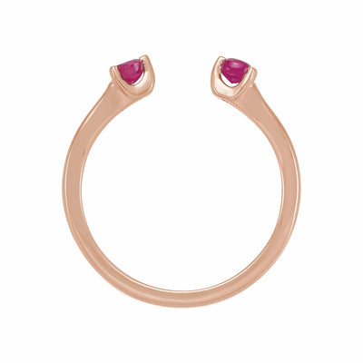 14k Gold Natural Ruby Negative Space Ring