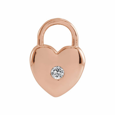 14k Gold Gemstone Heart Lock Pendant