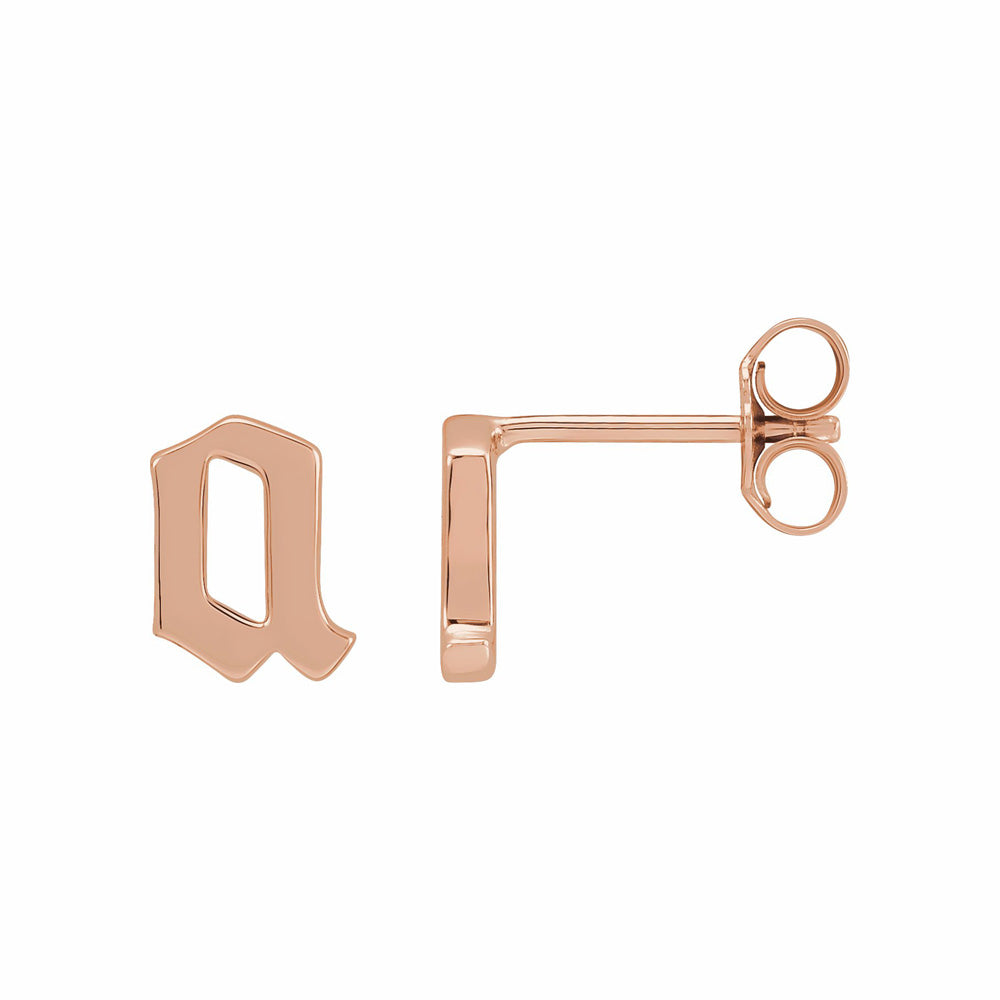 14k Gold Single Gothic Initial Earring