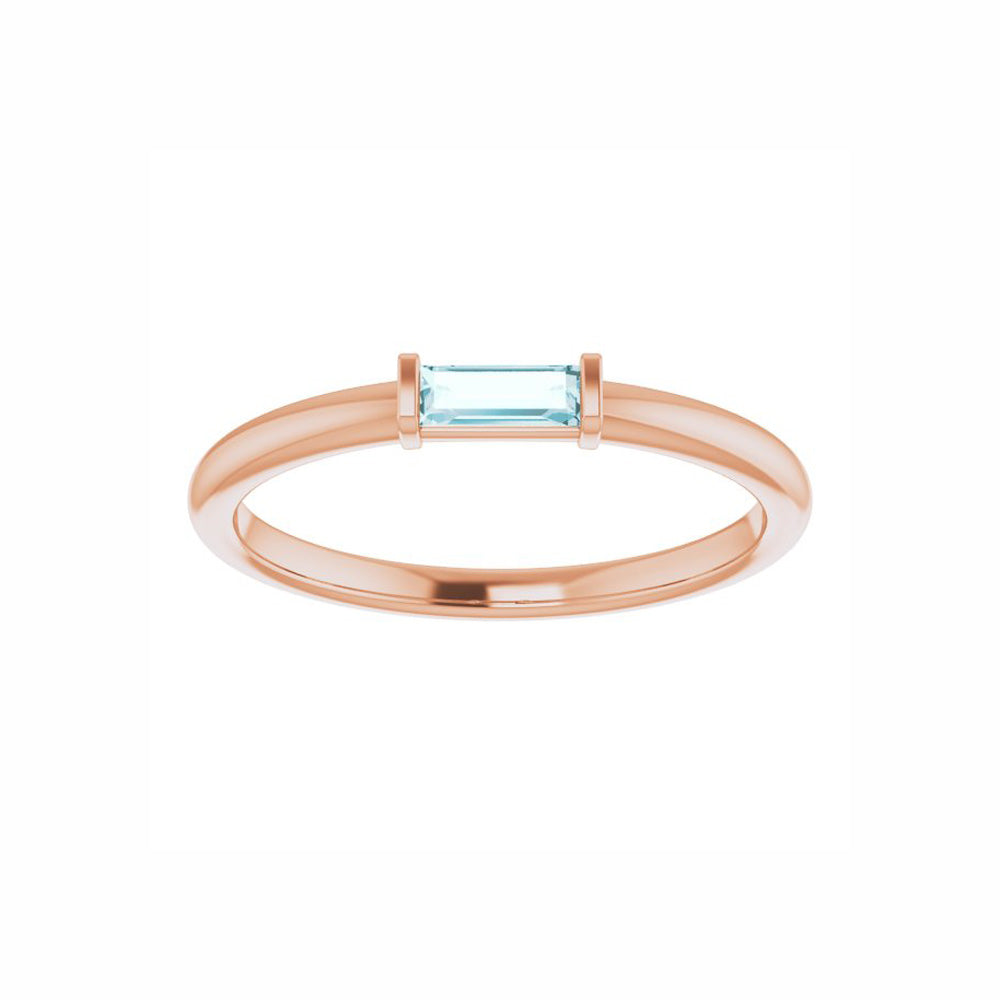 Blue Topaz Straight Baguette Stackable Ring