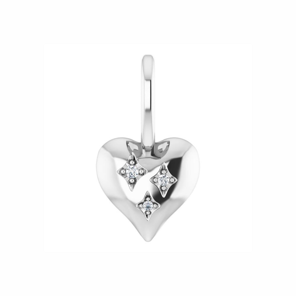 Sterling Silver Diamond Heart Charm