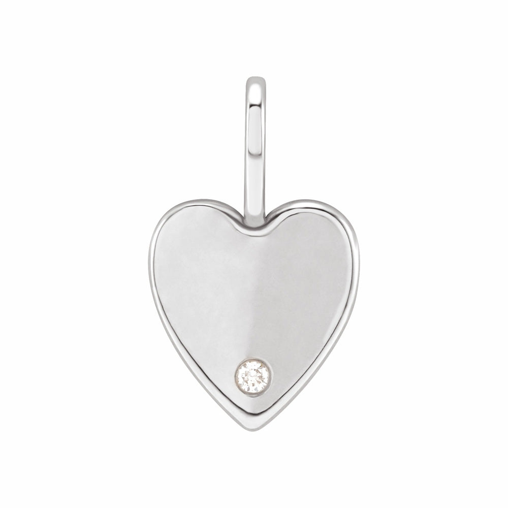 Sterling Silver Natural Diamond Heart Pendant