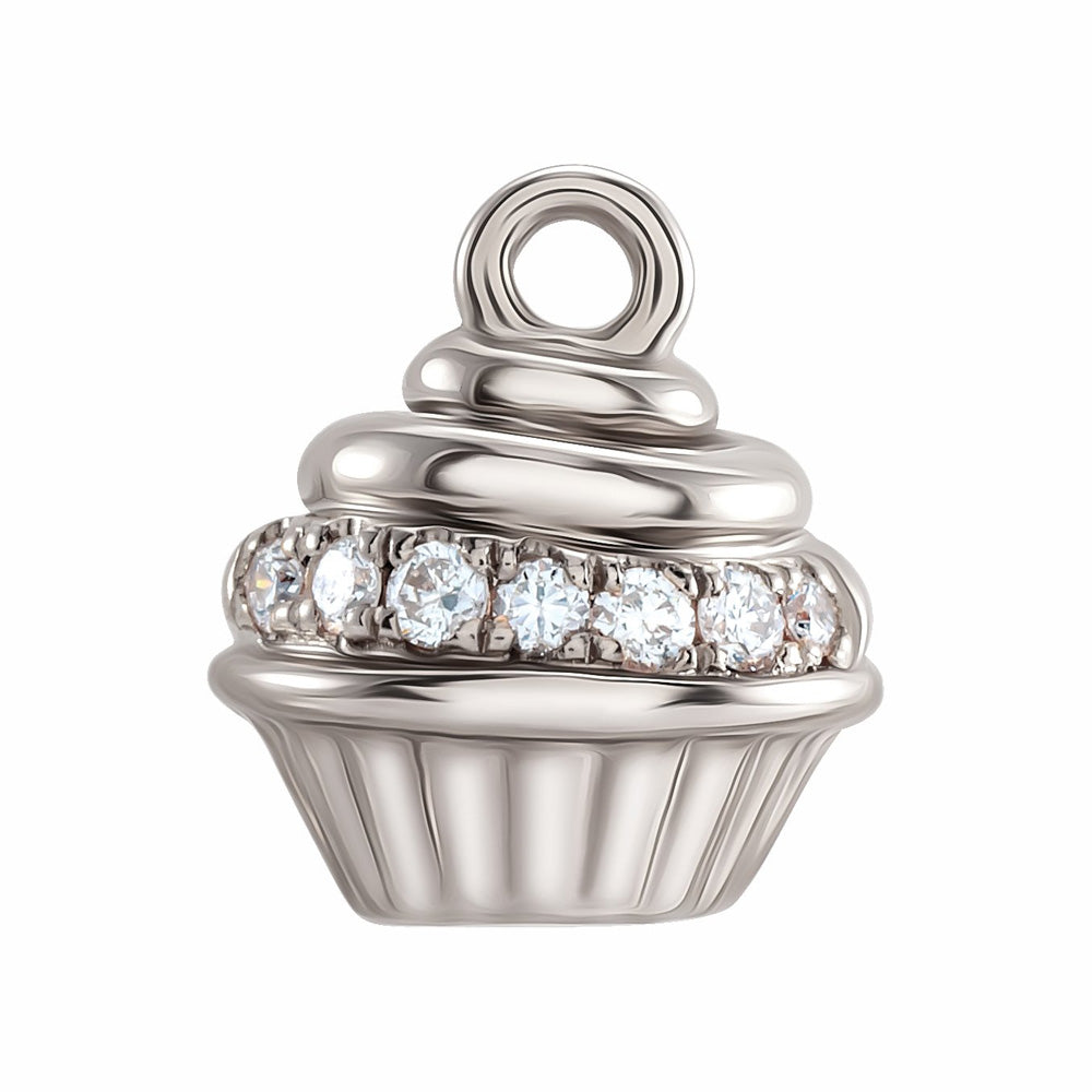 14k Gold Natural Diamond Cupcake Dangle