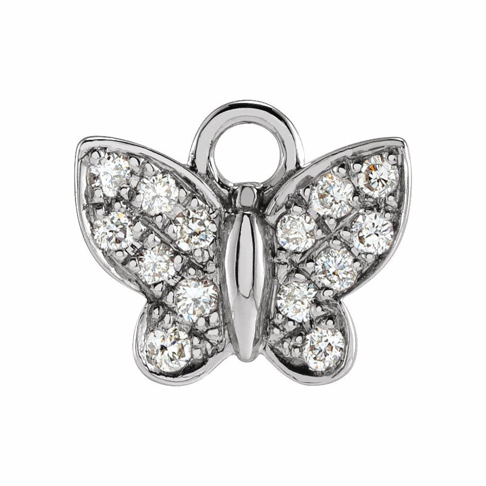 14k Gold Natural Diamond Butterfly Dangle