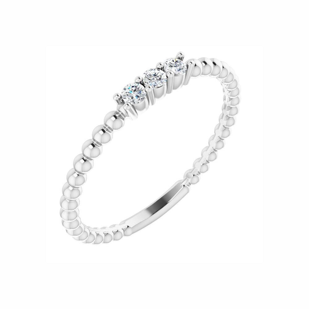 Sterling Silver Diamond Beaded Ring