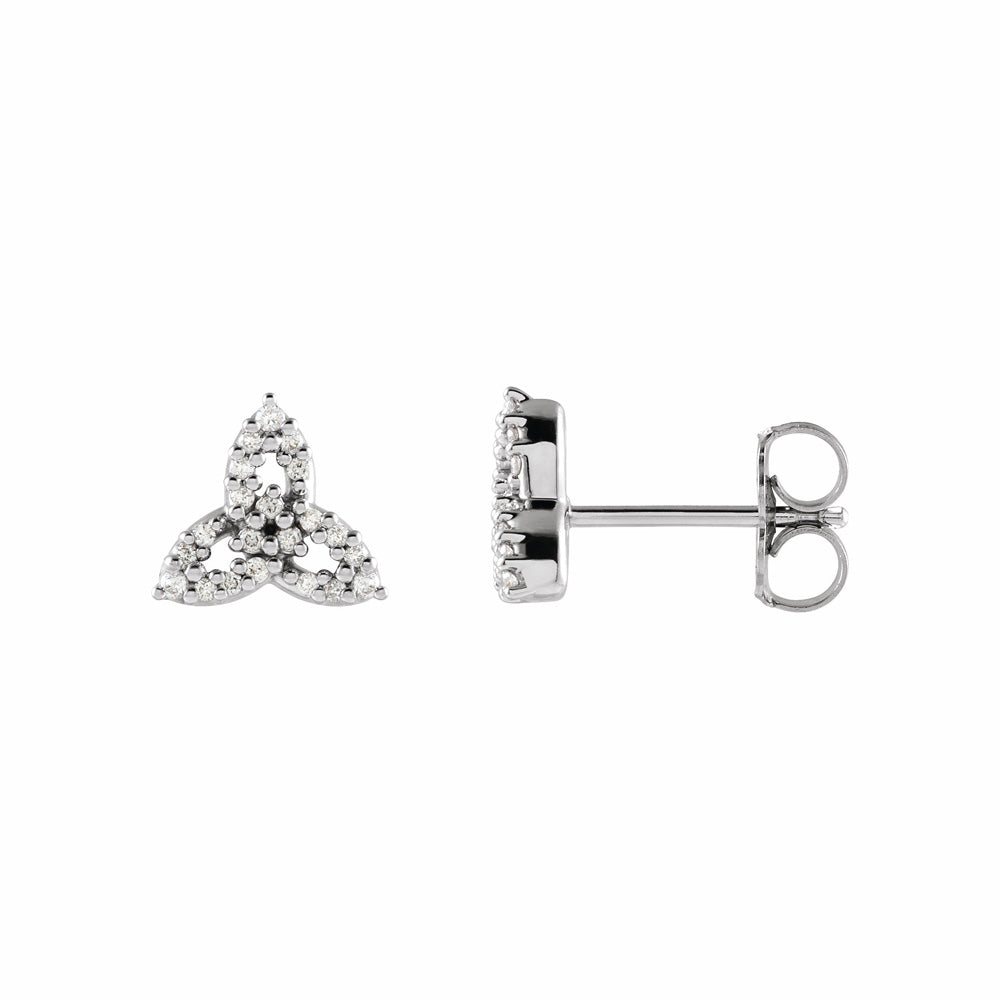 14k Gold Diamond Celtic Trinity Earrings