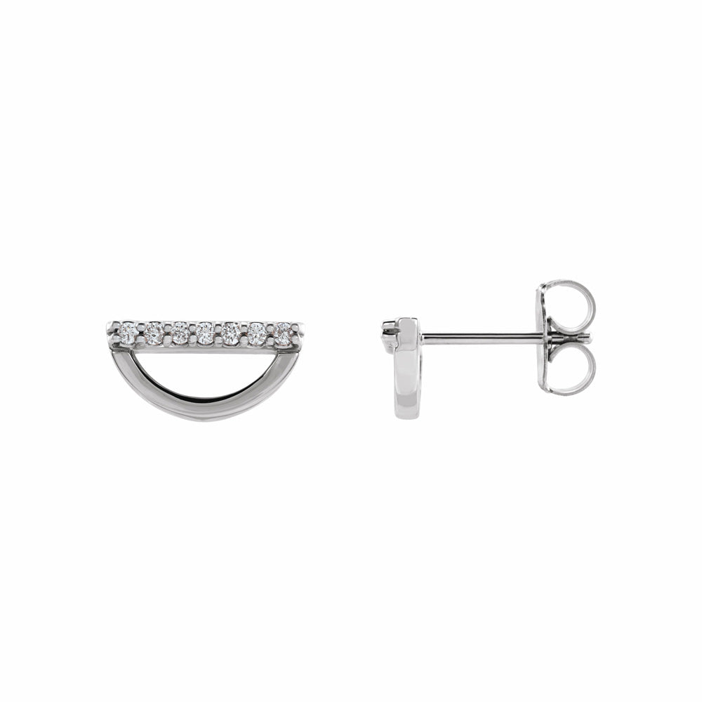 Sterling Silver Diamond Geometric Earrings