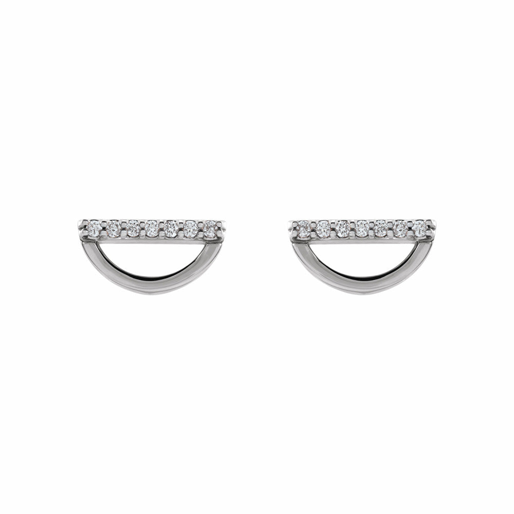 Sterling Silver Diamond Geometric Earrings