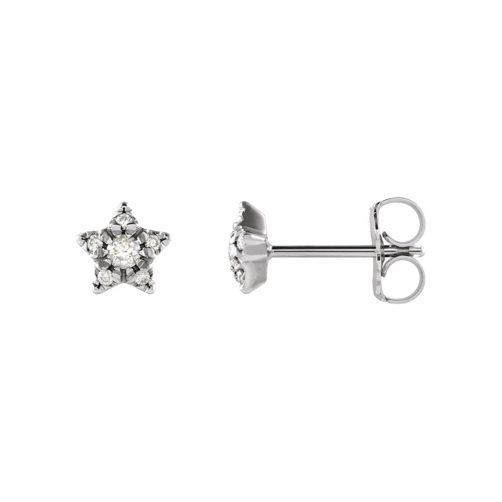 Sterling Silver Diamond Star Earrings