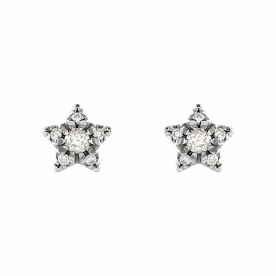 Sterling Silver Diamond Star Earrings