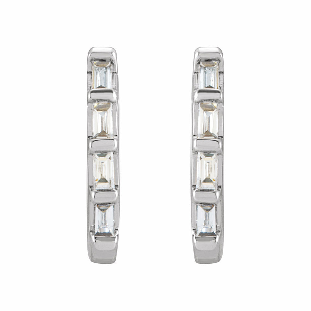Sterling Silver Gemstone Huggie Earrings