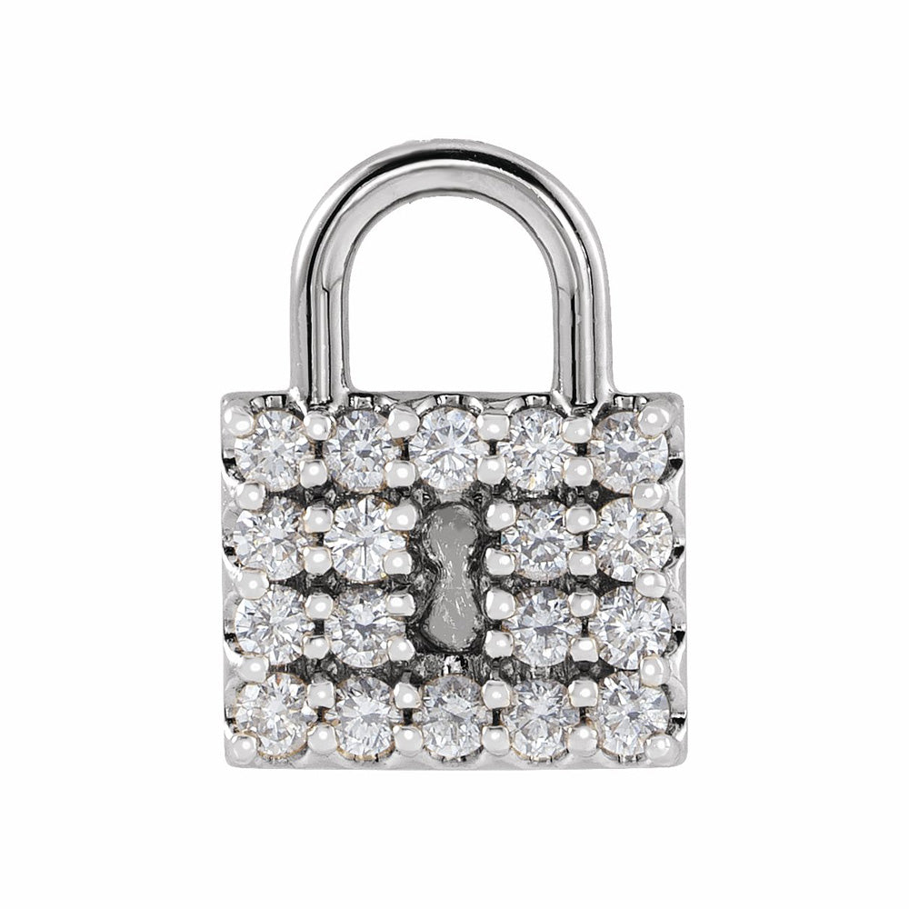 14k Gold Natural Diamond Lock Pendant