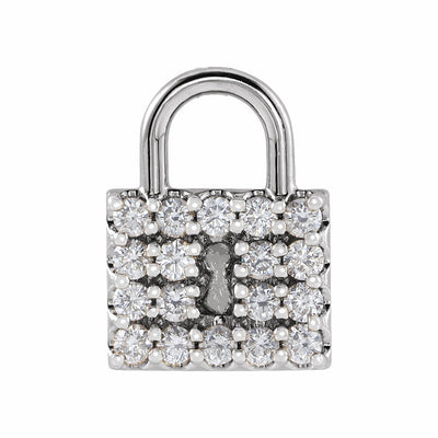 14k Gold Natural Diamond Lock Pendant
