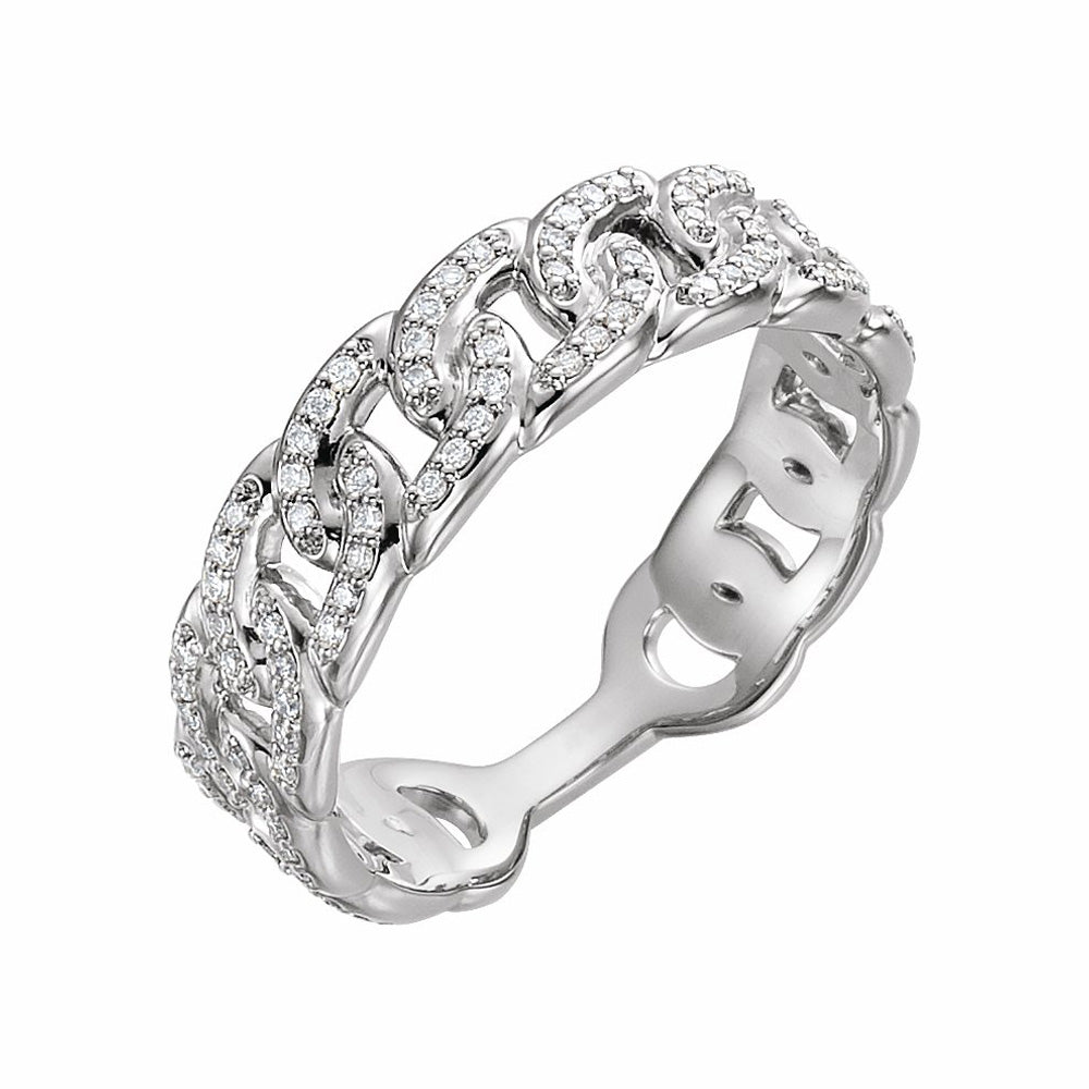 14k Gold Diamond Stackable Chain Link Ring