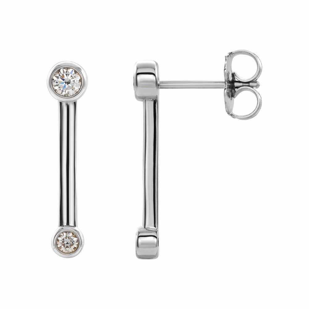 Sterling Silver 1/5 CTW Diamond Bezel-Set Bar Earrings