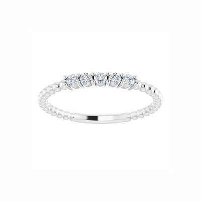 Sterling Silver Diamond Beaded Stacking Ring