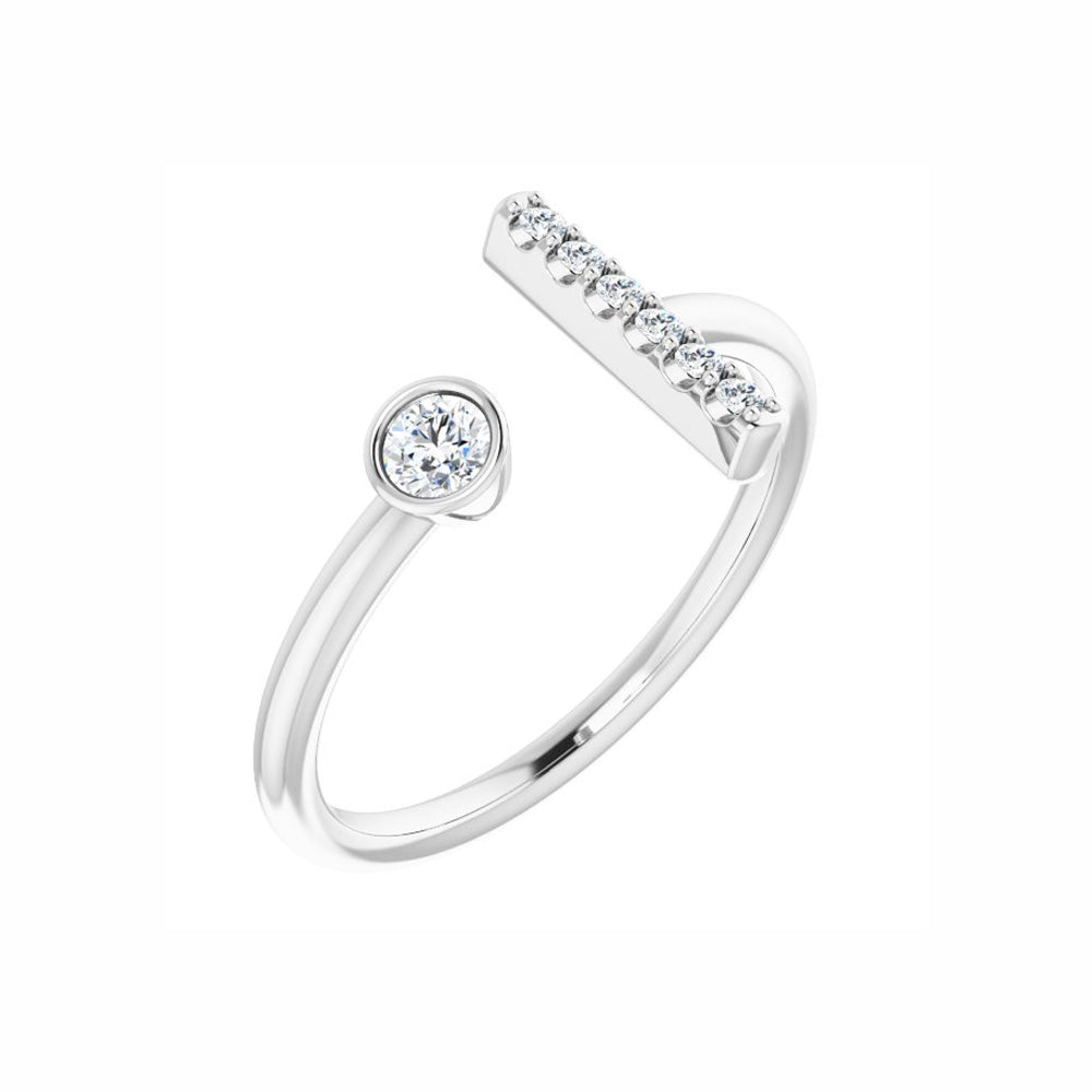 Sterling Silver Gemstone & Diamond Bar Ring