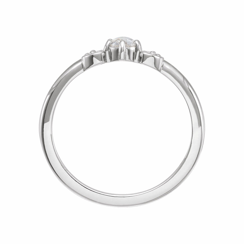 Sterling Silver & Rose-Cut Diamond Moon Ring