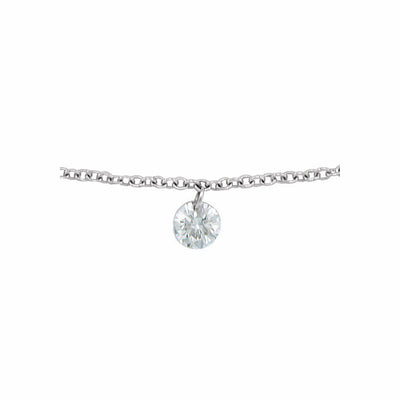 14k Gold 1/6 CT Drilled Natural Diamond Solitaire Necklace 16-18"