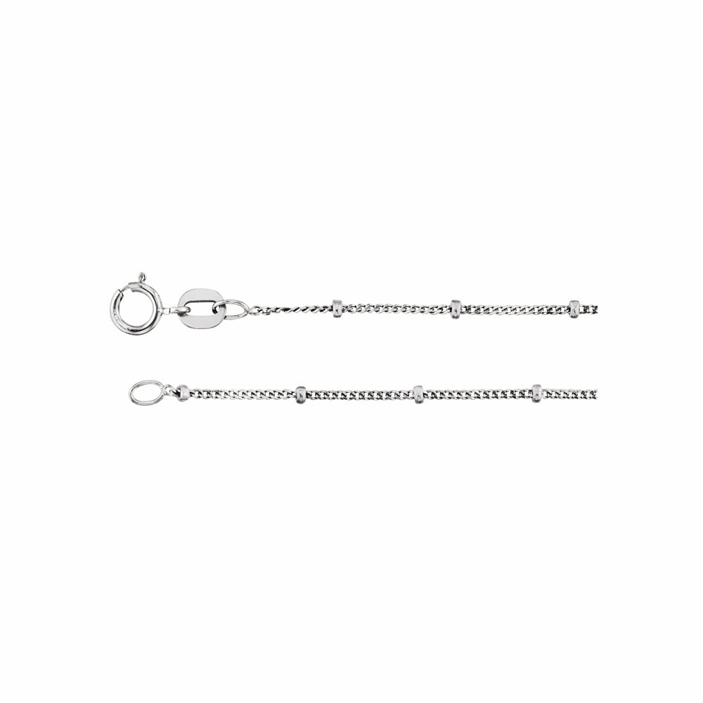Sterling Silver Solid Beaded Curb Chain