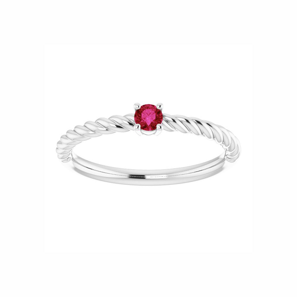Sterling Silver Gemstone Solitaire Rope Ring