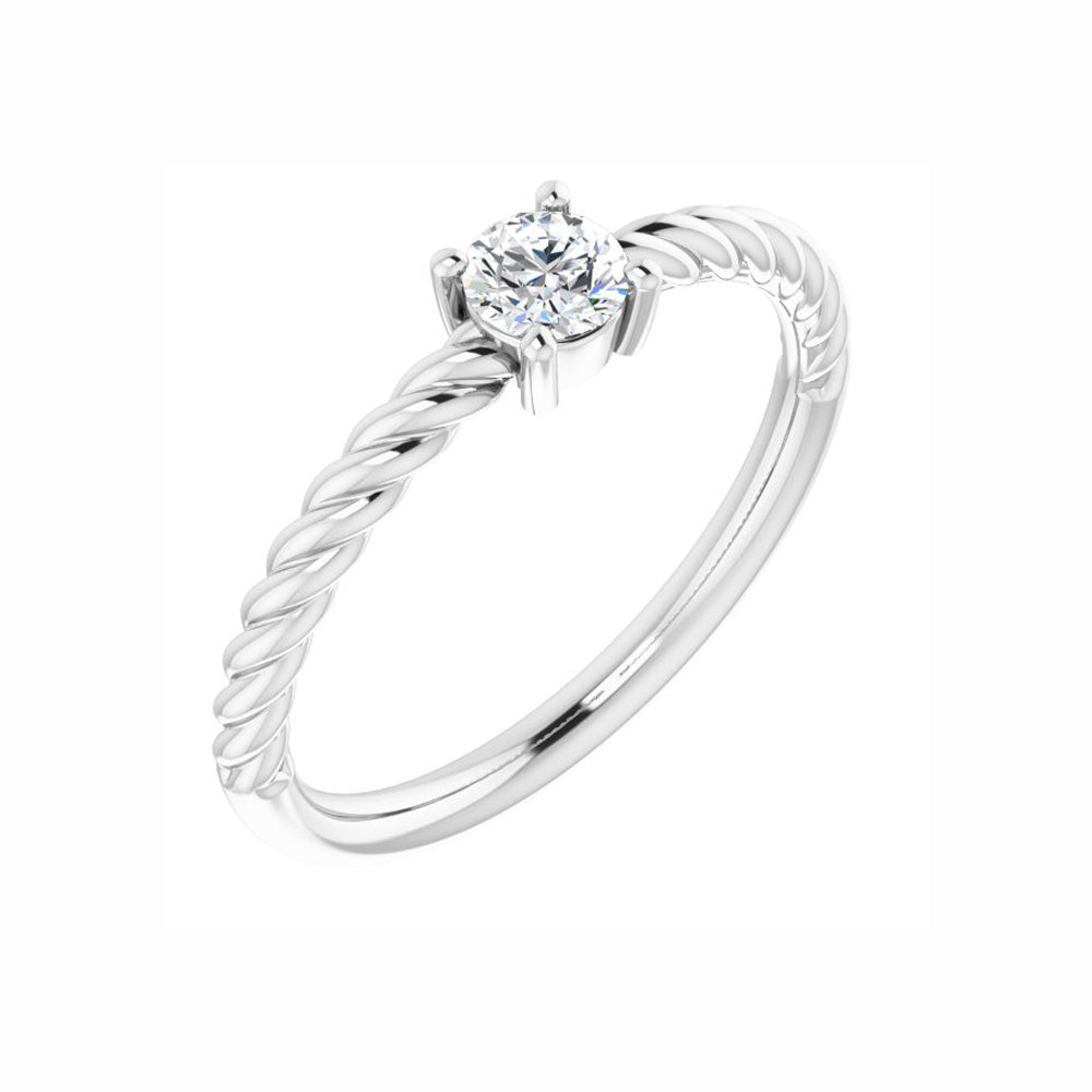 Sterling Silver Gemstone Solitaire Rope Ring