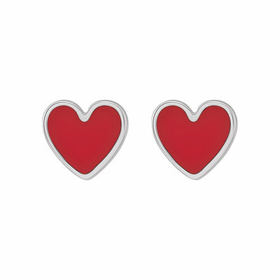 Sterling Silver Enameled Heart Earrings